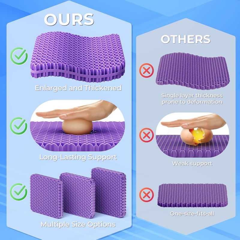 TushGuard Gel Seat Cushion for Long Sitting, Enlarged & Thickened Patent Design, Breathable Cooling for Office Chair, Soft Car Seat Cushion for Wheelchair (X-Large, Black) - Image 5